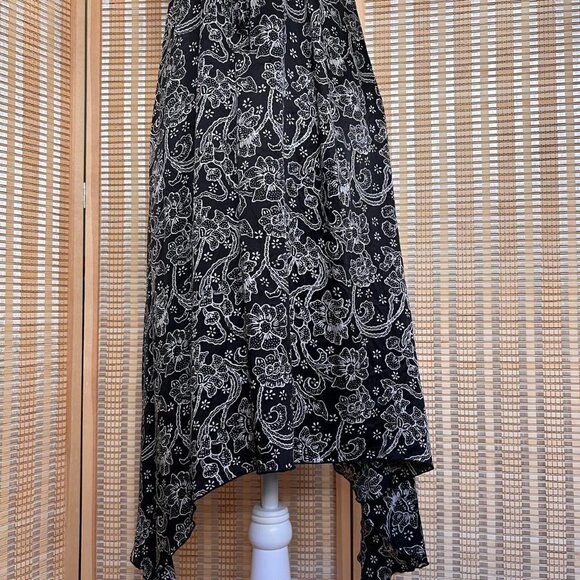 Basil & Maude 100% silk black and white floral print asymmetrical dress - Picture 2 of 7